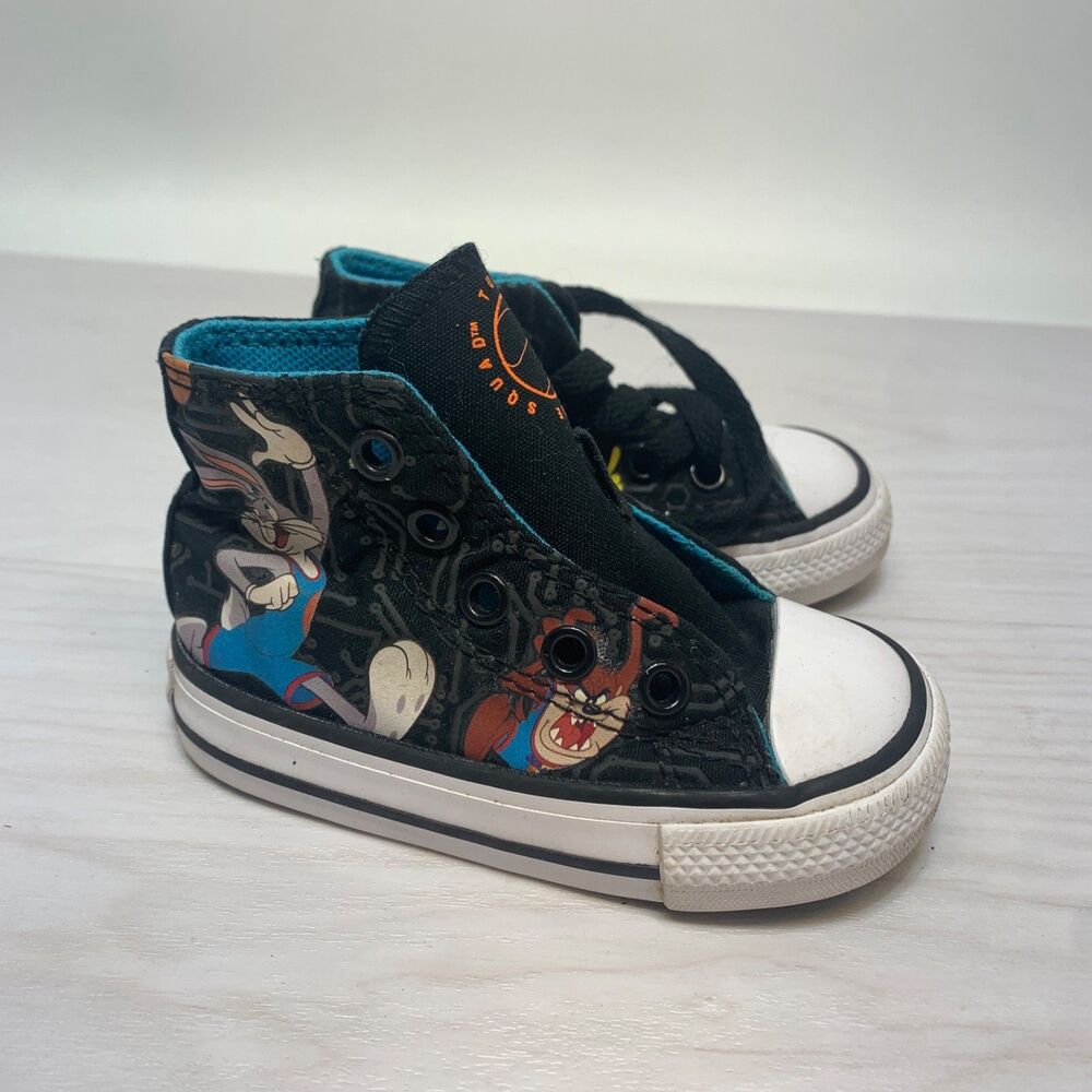 Converse All Star Hi Top Canvas Sneakers Space Jam Tune Squad Toddler Size 4